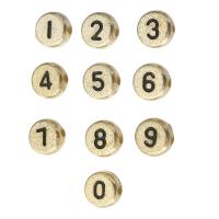 Number Acrylic Bead Flat Round DIY & enamel Approx 1mm Sold By Bag