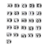 Alphabet Acrylic Beads Square DIY & enamel Approx 2mm Sold By Bag