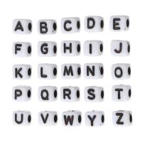 Alphabet Acrylic Beads Square DIY & enamel Approx 2mm Sold By Bag