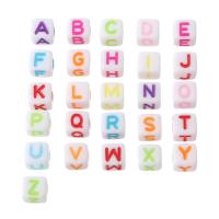 Alphabet Acrylic Beads Square DIY & enamel Approx 2mm Sold By Bag