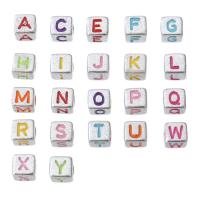 Alphabet Acrylic Beads Square DIY & enamel Approx 2mm Sold By Bag