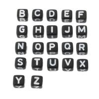 Alphabet Acrylic Beads Square DIY & enamel Approx 2mm Sold By Bag