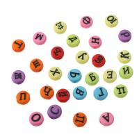 Alphabet Acrylic Beads Flat Round DIY & enamel Approx 1mm Sold By Bag