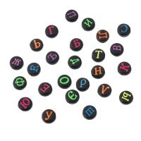 Perles acrylique alphabet, Plat rond, DIY & modèles différents pour le choix & émail, plus de couleurs à choisir, 7x7x3.50mm, Trou:Environ 1mm, Vendu par sac