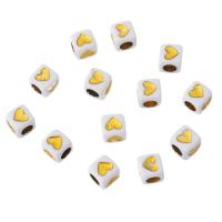 Acrylic Jewelry Beads Square DIY & enamel golden Approx 4mm Sold By Bag