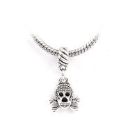 European Zinc Alloy Pendler, Skull, sølvfarvet forgyldt, Unisex, nikkel, bly & cadmium fri, 12x28mm, Ca. 100pc'er/Bag, Solgt af Bag