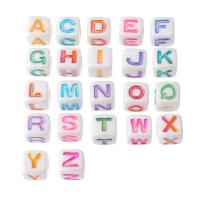 Alphabet Acrylic Beads Square DIY & enamel Approx 3.5mm Sold By Bag