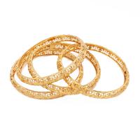 Brass Bangle 24K gold plated for woman & hollow golden nickel lead & cadmium free 60mm Sold By PC