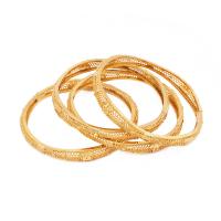 Brass Bangle 24K gold plated for woman & hollow golden nickel lead & cadmium free 60mm Sold By PC