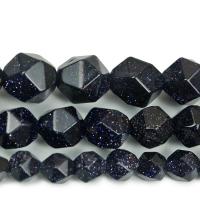 Plava Goldstone perle, Plavi pješčenjak, Krug, Star Cut Faceted & možete DIY & različite veličine za izbor, plav, Prodano Per Približno 14.96 inčni Strand