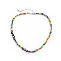 Glass Seed Beads Ketting, Seedbead, met Acryl, met 2.7inch extender keten, Bohemien stijl & met brief patroon & voor de mens, Lengte Ca 15.7 inch, Verkocht door PC