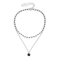 Collier de mode Multi couche, alliage de zinc, avec cristal & fer, avec 2.7inch chaînes de rallonge, Rond, Placage de couleur platine, Double couche & pour homme & avec strass, Longueur Environ 15.7 pouce, Environ 19.7 pouce, Vendu par PC