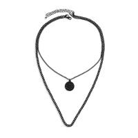 Collier de mode Multi couche, fer, avec alliage de zinc, avec 2.7inch chaînes de rallonge, Plat rond, peinture, Double couche & avec le motif de lettre & pour homme, noire, 20mm, Longueur Environ 17.7 pouce, Environ 23.6 pouce, Vendu par PC