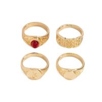 Zinklegering Ring Set, Zinc Alloy, plated, 4 stuks & voor de mens & met strass, meer kleuren voor de keuze, nikkel, lood en cadmium vrij, Maat:6.5-9, Verkocht door Stel