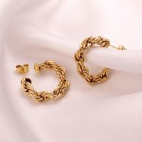 Pendientes de Acero Inoxidable, acero inoxidable 304, chapado en oro de 18 K, Joyería & para mujer, 24mm, Vendido por Par