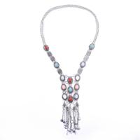 Fashion Fringe Necklace Zinc Alloy with turquoise plated folk style Length Approx 28.74 Inch Sold By PC