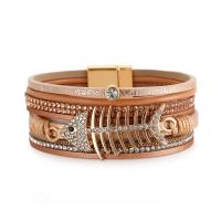 Wrap Armband , PU Leder, mit Zinklegierung, mehrschichtig & unisex & mit Strass, keine, 23mm, Länge ca. 7.67 ZollInch, verkauft von PC