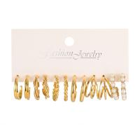 Zinc Alloy Earring Set with Plastic Pearl gold color plated 6 pieces & fashion jewelry & for woman nickel lead & cadmium free Sold By Set