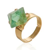 La fluorite verte Ouvrir Bague, avec laiton, Placage de couleur d'or, unisexe, vert, 20x28mm, Diamètre intérieur:Environ 20mm, Vendu par PC