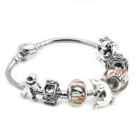 Bracelet European , alliage de zinc, avec résine & laiton, Placage de couleur argentée, longueur différente pour le choix & unisexe & avec strass, couleurs mélangées, protéger l'environnement, sans nickel, plomb et cadmium, Vendu par PC