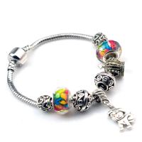 Bracelet European , alliage de zinc, avec résine, Placage de couleur argentée, longueur différente pour le choix & pour femme, couleurs mélangées, protéger l'environnement, sans nickel, plomb et cadmium, Vendu par PC