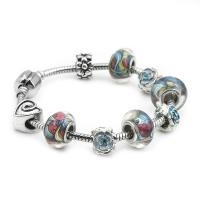 Bracelet European , alliage de zinc, avec résine, Placage de couleur argentée, longueur différente pour le choix & unisexe & émail & avec strass, couleurs mélangées, protéger l'environnement, sans nickel, plomb et cadmium, Vendu par PC