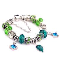 Bracelet European , alliage de zinc, avec cristal, Placage de couleur argentée, longueur différente pour le choix & unisexe & émail & avec strass, couleurs mélangées, protéger l'environnement, sans nickel, plomb et cadmium, Vendu par PC