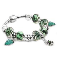 Bracelet European , alliage de zinc, avec résine, Placage de couleur argentée, longueur différente pour le choix & pour femme & émail & avec strass, couleurs mélangées, protéger l'environnement, sans nickel, plomb et cadmium, Vendu par PC