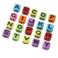 Alphabet Acrylic Beads Square DIY & enamel Approx 3mm Sold By Bag