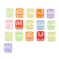 Perles acrylique alphabet, cadre, DIY & modèles différents pour le choix & émail, plus de couleurs à choisir, 7x7x7mm, Trou:Environ 4mm, Vendu par sac