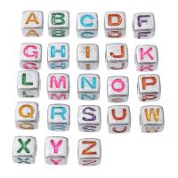 Alphabet Acrylic Beads Square DIY & enamel Approx 3.5mm Sold By Bag