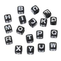 Alphabet Acrylic Beads Square DIY & enamel Approx 3.5mm Sold By Bag