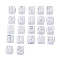 Alphabet Acrylic Beads Square DIY & enamel Approx 4mm Sold By Bag