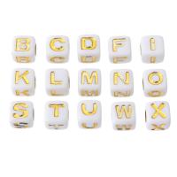 Alphabet Acrylic Beads Square DIY & enamel Approx 3.5mm Sold By Bag