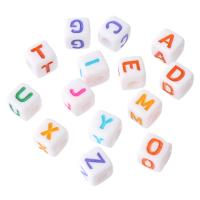 Alphabet Acrylic Beads Square DIY & enamel Approx 4mm Sold By Bag