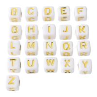 Alphabet Acrylic Beads Square DIY & enamel Approx 4mm Sold By Bag