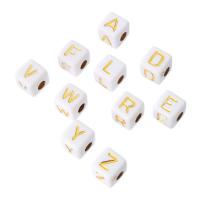 Alphabet Acrylic Beads Square DIY & enamel Approx 4mm Sold By Bag