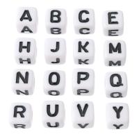 Alphabet Acrylic Beads Square DIY & enamel Approx 4mm Sold By Bag