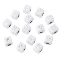 Alphabet Acrylic Beads Square DIY & enamel Approx 4mm Sold By Bag