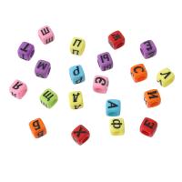 Alphabet Acrylic Beads Square DIY & enamel Approx 3mm Sold By Bag