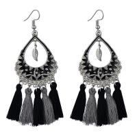 Fashion Fringe Oorbellen, Zinc Alloy, met Caddice, silver plated, folk stijl & voor vrouw & glazuur, meer kleuren voor de keuze, nikkel, lood en cadmium vrij, 85x30mm, Verkocht door pair