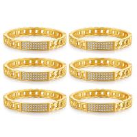 Zinc Alloy Bangle Smykker, guldfarve belagt, for kvinde & med rhinestone, gylden, nikkel, bly & cadmium fri, 60mm, Solgt af PC