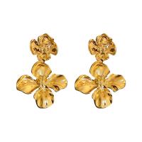 Zinc Alloy Oorbellen, Bloem, gold plated, voor vrouw, gouden, nikkel, lood en cadmium vrij, 43x37mm, Verkocht door pair