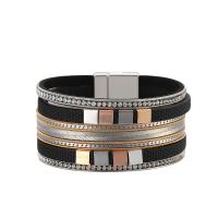 Wrap armband, PU, multilayer & met magnetische & voor vrouw & met strass, meer kleuren voor de keuze, Lengte 7.59 inch, Verkocht door PC