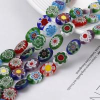 Millefiori Slice Lampwork Beads Millefiori Lampwork Ellipse DIY mixed colors Sold Per Approx 14.96 Inch Strand