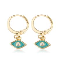 Boucles d'oreilles Mal Eye, laiton, œil, Placage, pavé de micro zircon & pour femme & émail, plus de couleurs à choisir, 10x20mm, Vendu par paire