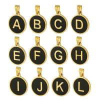 Stainless Steel Letter Pendants 304 Stainless Steel with Resin Flat Round Vacuum Plating gold Approx 3mm Approx Sold By Lot