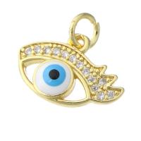 Evil Eye Pendler, Messing, ægte forgyldt, emalje, flere farver til valg, 15x0.50x3.50mm, Hole:Ca. 3mm, 10pc'er/Lot, Solgt af Lot