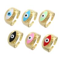 Evil Eye Nakit Finger Ring, Mesing, oko, real pozlatom, Podesiva & za žene & emajl, više boja za izbor, 13mm, 5računala/Lot, Prodano By Lot