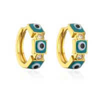 Evil Eye Earrings Brass real gold plated for woman & enamel Sold By Pair